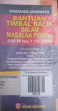 Image of Undang-Undang Bantuan Timbal BAlik Dalam Masalah Pidana